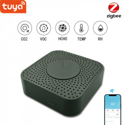 Boîte de détecteur d'air intélligent , 5 en 1, formaldéhyde, COV, CO2, température, humidité Tuya Zigbee  Boîte de détecteur d'air intélligent , 5 en 1, formaldéhyde, COV, CO2, température, humidité Tuya Zigbee