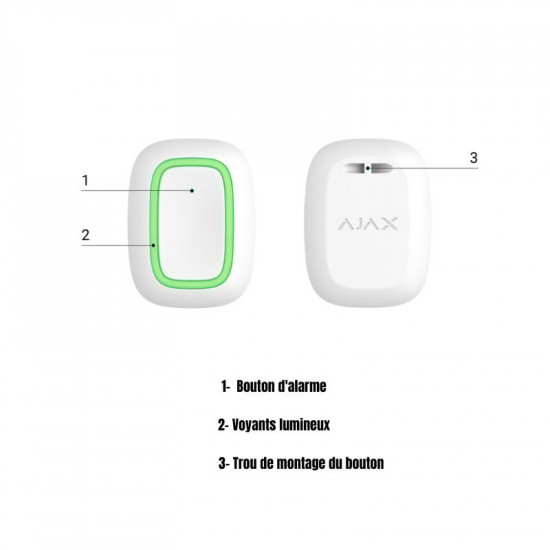 Bouton d'urgence sans Fil Blanc pour système d'alarme Ajax AJAX - AJ-Button-W Bouton d'urgence sans Fil Blanc pour système d'alarme Ajax AJAX - AJ-Button-W