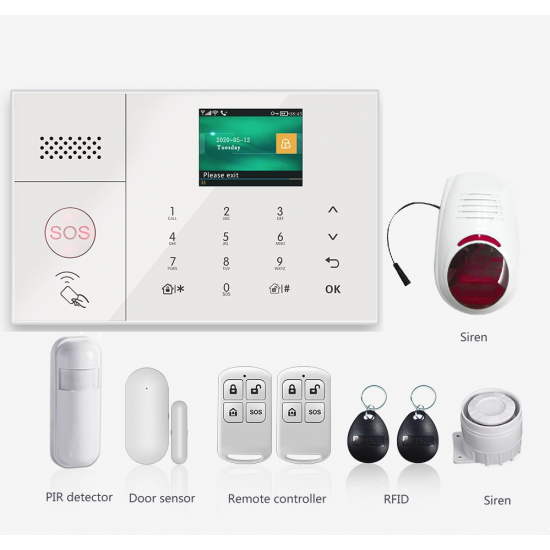 Kit Système d'alarme de sécurité domestique wifi GSM 4G Application tuya compatible Alexa et googleHome Avec sirène éxtérieure 