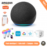 Pack domotique 2 : Alexa echo dot5 , 2 lampes connéctés et prise wifi   Pack domotique 2 : Alexa echo dot5 , 2 lampes connéctés et prise wifi