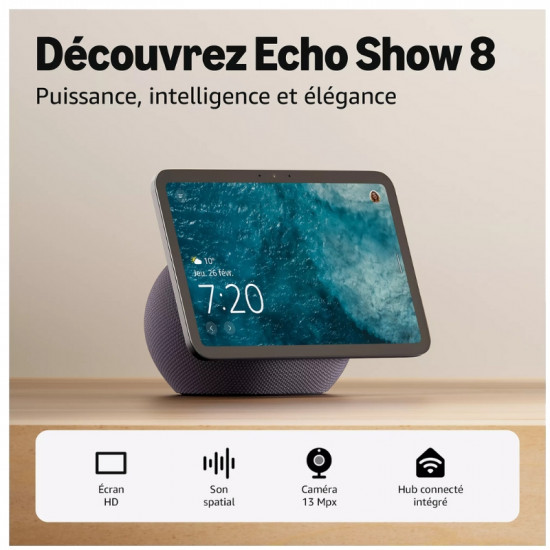 Assistant vocal AMAZON Echo Show 8 ( 4ème génération ) graphite