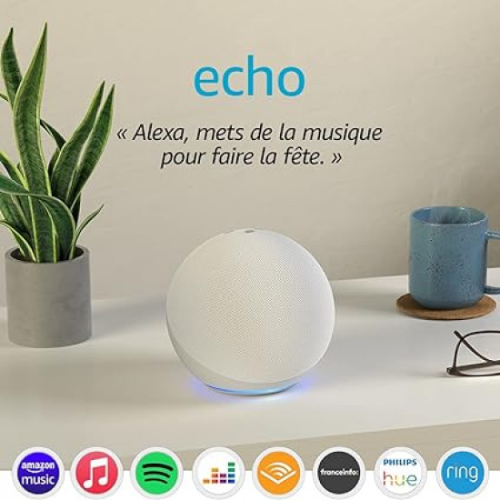 Enceinte connectée avec Alexa, Echo Dot 4ème génération Blanc