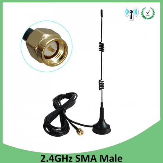 ANTENNE A VENTEUSE LTE TRANSMISSION DES SIGNAUX ROUTEUR WIF  RF RP-SMA 2.4GHZ 3M