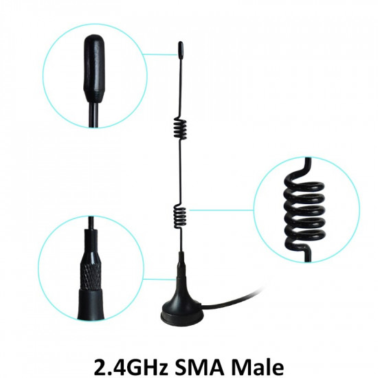 ANTENNE A VENTEUSE LTE TRANSMISSION DES SIGNAUX ROUTEUR WIF  RF RP-SMA 2.4GHZ 3M