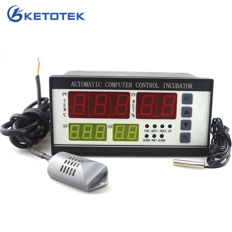 Thermostat oeuf incubateur contrôleur Hygrostat Ketotek XM-18 entièrement  automatique micro-ordinateur contrôle température humidité capteur