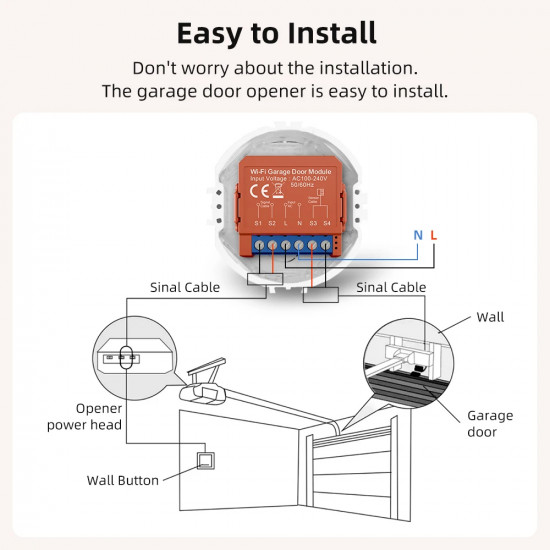 Tuya wifi avatto GDS16 garage door opener with wired sensor Tuya wifi avatto GDS16 garage door opener with wired sensor