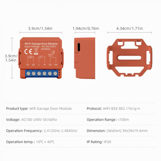 Tuya wifi avatto GDS16 garage door opener with wired sensor Tuya wifi avatto GDS16 garage door opener with wired sensor