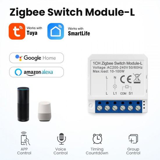 Mini switch 1 voie zigbee sans neutre tuya  AVATTO LZWSM16