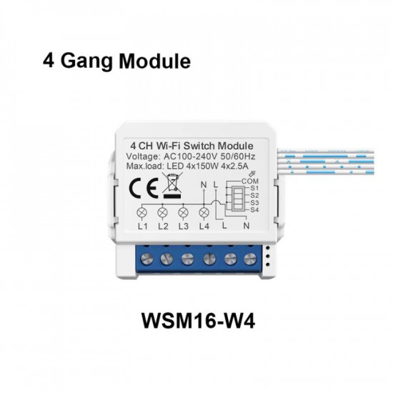 Mini switch 4 voies WIFI Avec neutre tuya  AVATTO WSM16-4GANG