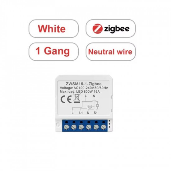 Mini switch 1 voie zigbee avec neutre tuya  AVATTO ZWSM16-W1