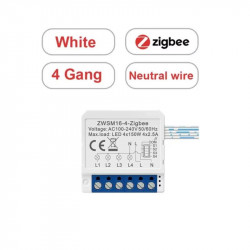 Mini switch 4 voies zigbee avec neutre tuya  AVATTO ZWSM16-W4GANG