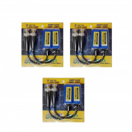 Balun vidéo BNC 5MP passif pour CCTV, transcepteurs coaxiaux à paire torsadée HD camera AHD/CVI/TVI