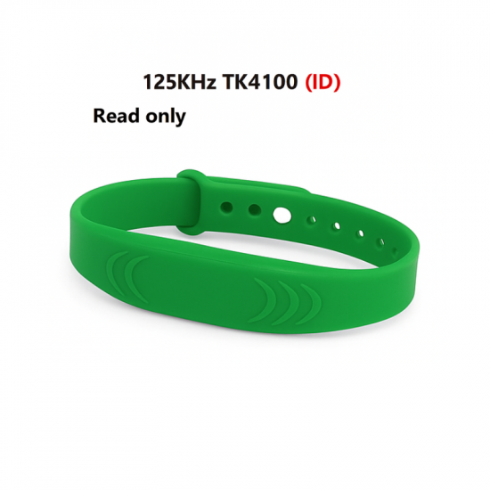 Bracelet vert réglable en silicone étanche RFID 125KHZ ID Bracelet vert réglable en silicone étanche RFID 125KHZ ID