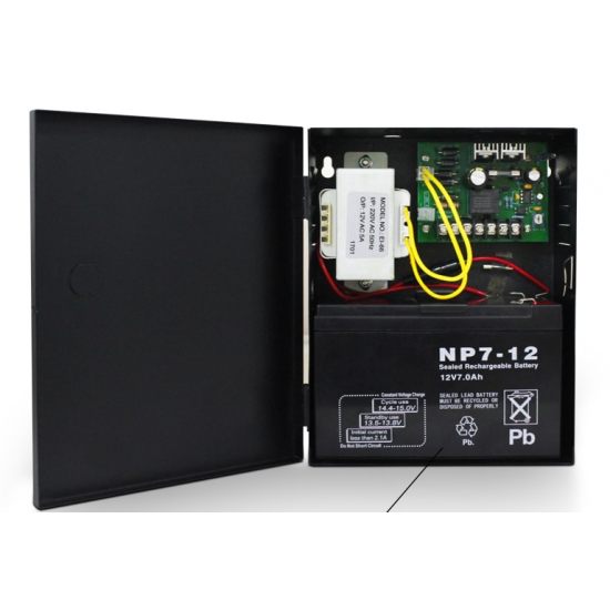 Boîtier d'alimentation ca 220V 3A pour contrôle d'accès avec batterie secours de 7AH Boîtier d'alimentation ca 220V 3A pour contrôle d'accès avec batterie secours de 7AH