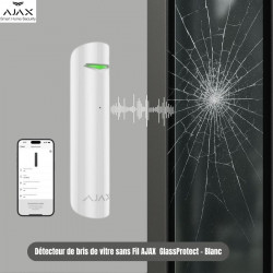 Détecteur de bris de vitre sans Fil AJAX  GlassProtect - Blanc Détecteur de bris de vitre sans Fil AJAX  GlassProtect - Blanc