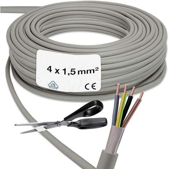 Câble d'alimentation souple NYM-J gainé 4 x 1,5 mm²   Par mètre  