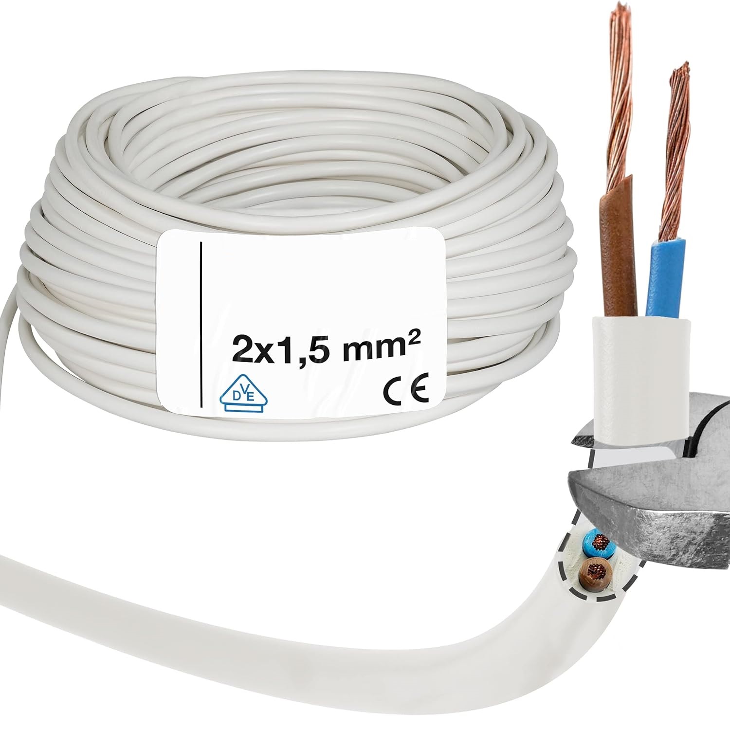 Câble d'alimentation électrique Souple 2x1.5 mm GISB