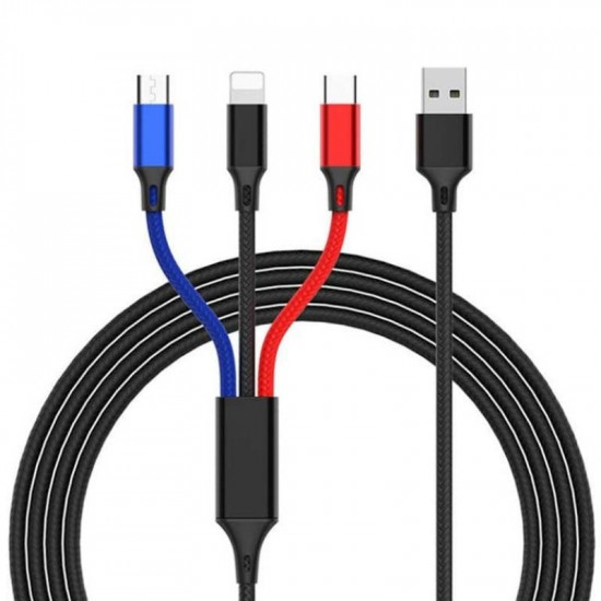 Cable de chargeur USB 3 en 1 Type C , Lightning , micro Cable de chargeur USB 3 en 1 Type C , Lightning , micro