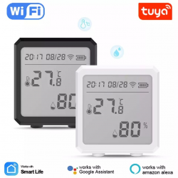 Humidity and Temperature Detection Sensor with LCD Display, WiFi Smart Life Thermohygrometer, Tuya, Alexa, Google
