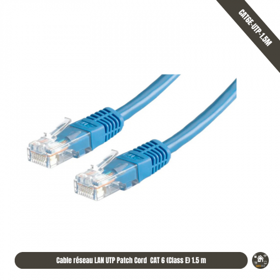Cable réseau LAN UTP Patch Cord CAT 6 (Class E) 1.5 m Cable réseau LAN UTP Patch Cord CAT 6 (Class E) 1.5 m