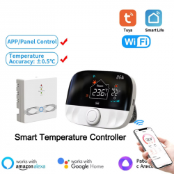 Thermostat intelligent WiFi sans fil avec écran LCD tactile Pour chaudière avec récepteur RF 100 Mètres Thermostat intelligent WiFi sans fil avec écran LCD tactile Pour chaudière avec récepteur RF 100 Mètres