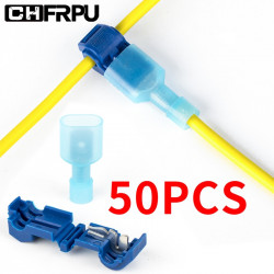 Connecteurs rapides de fils électriques de Type T 50 pièces (25 ensembles) Connecteurs rapides de fils électriques de Type T 50 pièces (25 ensembles)