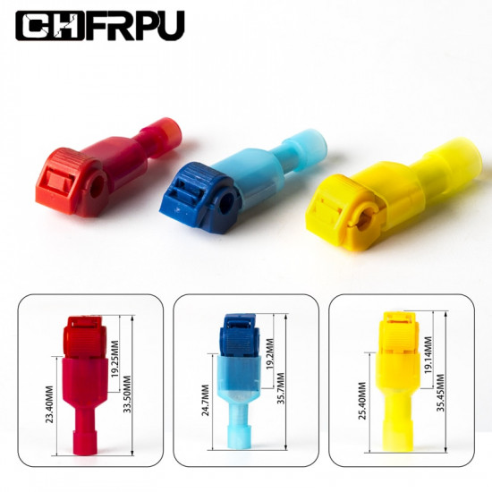 Quick Type T Electrical Cable wire Connectors Straight lock crimpingWaterproof insulated wire terminal 50Pcs（25set）