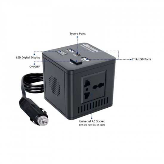  Convertisseur de puissance de voiture avec chargeur 150W DC 12V à AC 110V 220V