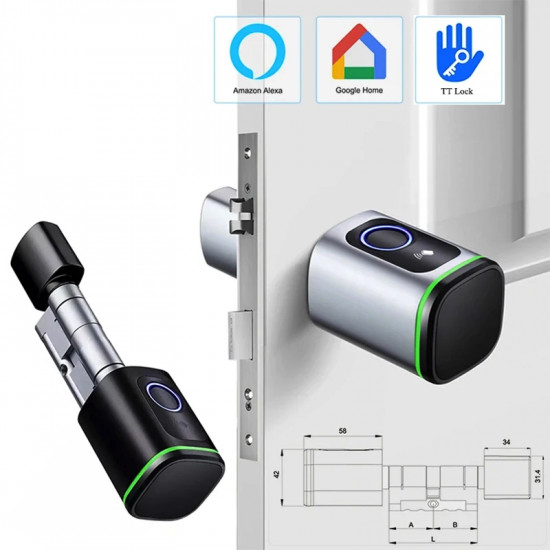 Serrure Biométrique Intelligente Ttlock BLETOUTH Ouverture Par Application , Carte Mifare , Empreinte et  Clées