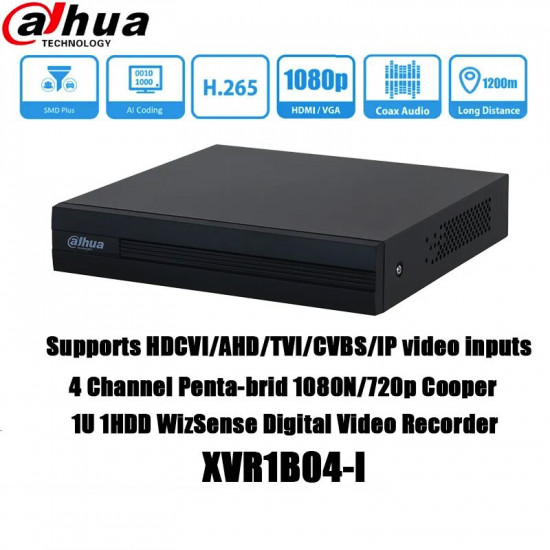 ENREGISTREUR VIDEO DVR (XVR) DAHUA 4 CANAUX 1080P PENTA-BRID COOPER DH-XVR1B04-I