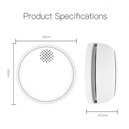 Détecteur de fumée sans fil intelligent feu zigbee avec alarme sonore 85dB Moes HS2SA-1