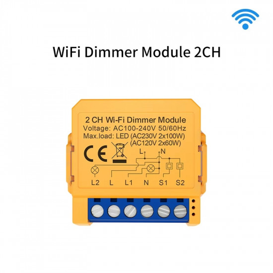 Switch dimmer wifi 2 voies compatible tuya et alexa interrupteur variateur intelligent AVATTO DMS16-Y2