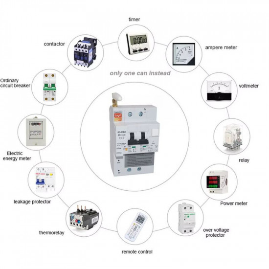 Disjoncteur MCB intelligent Tuya  avec Protection les courts-circuits 2P 100A C100
