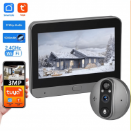 Caméra de porte Judas numérique connecté Wi-Fi 3MP – RH-PD8 – Tuya Écran 4,3″ – Batterie 5000 mAh