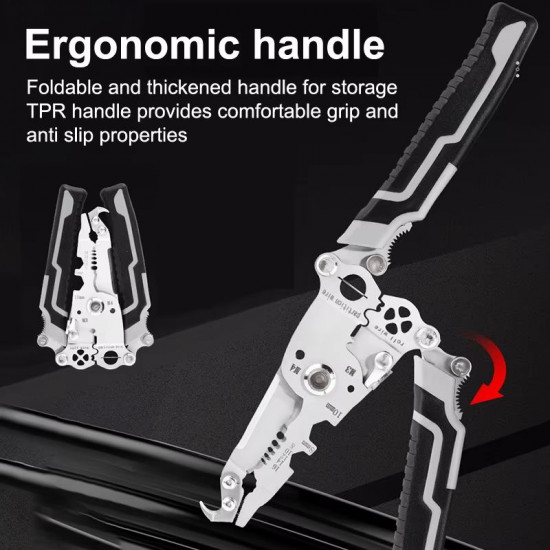Pince Multifonctionnelle pliable Pour électricien 18 en 1 Dénudeur de fil , antidérapant, sertissage Pince Multifonctionnelle pliable Pour électricien 18 en 1 Dénudeur de fil , antidérapant, sertissage