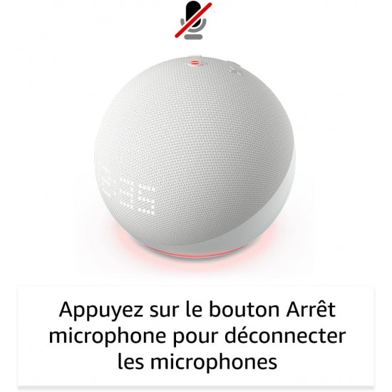 Assistant vocal Amazon Alexa Echo Dot 5 ( année 2022 ) avec horloge Blanc