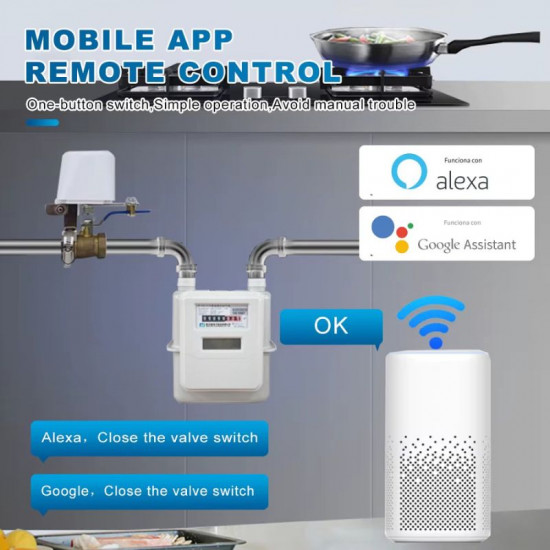 Contrôleur d'arrêt de gaz Tuya, vanne d'eau WiFi 