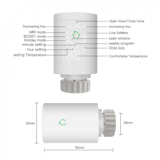 ZIGBEE Intelligent Thermostatic Solenoid Valve with Voice Control Moes TRV-368