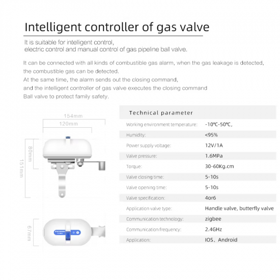 Electrovanne intelligente pour eau et gaz Zigbee fonctionne avec l'application Tuya