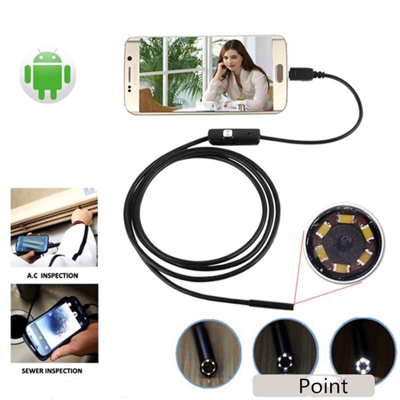 Téléphone Portable 7 mm Endoscope Waterproof pipe USB industrielle 6LED Serpent Caméra 