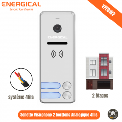 Visiophone sonnette d'appartement avec 2 boutons ENERGICAL VFE 01B2 Visiophone sonnette d'appartement avec 2 boutons ENERGICAL VFE 01B2