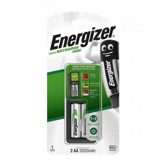 Chargeur Energizer Mini AA/AAA avec 2 piles rechargeables AA NiMH 2000mah Chargeur Energizer Mini AA/AAA avec 2 piles rechargeables AA NiMH 2000mah