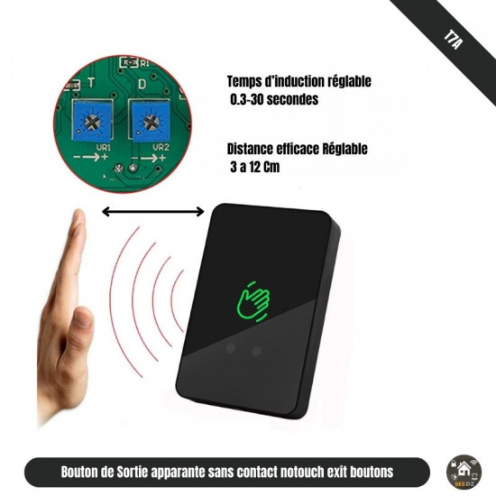 Bouton Poussoir de sortie sans contact exit Bouton apparante T7A Bouton Poussoir de sortie sans contact exit Bouton apparante T7A