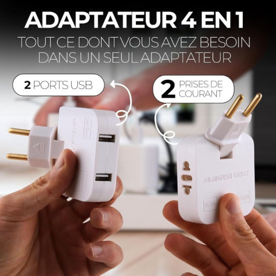 Prise Murale Extra Plate 2 Ports USB + 2 Prises