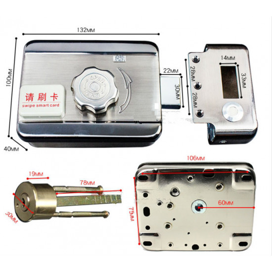 wifi control Electric lock & gate lock Access Control system Electronic integrated RFID Door Rim lock with ID reader 125khz wifi control Electric lock & gate lock Access Control system Electronic integrated RFID Door Rim lock with ID reader 125khz
