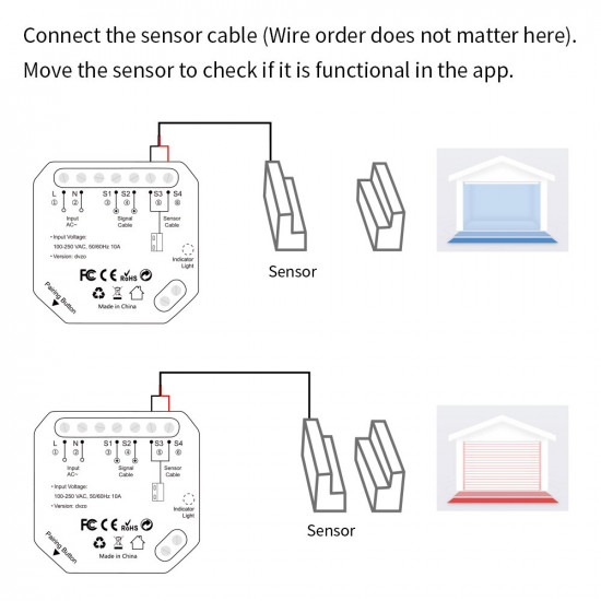 contrôleur de porte de Garage WIFi avec capteur sans fil  2 ème génération