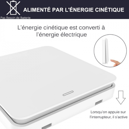 Kit Interrupteur Sans Fils , Sans Pile, Récepteur MINI TAILLE, Portée 200M RF 433Mhz, Energie Cinétique  GISF-2705