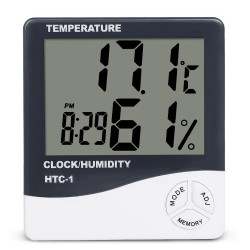 hygromètre  thermomètre Numéique écran LCD avec Horloge HTC-1 hygromètre  thermomètre Numéique écran LCD avec Horloge HTC-1