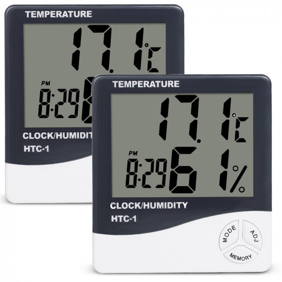 Hygrometer Digital Thermometer LCD Screen with Clock HTC-1