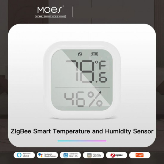 Capteur de température et d'humidité, thermomètre LCD, hygromètre tuya zigbee Moes ZSS-KB-TH-LF-C